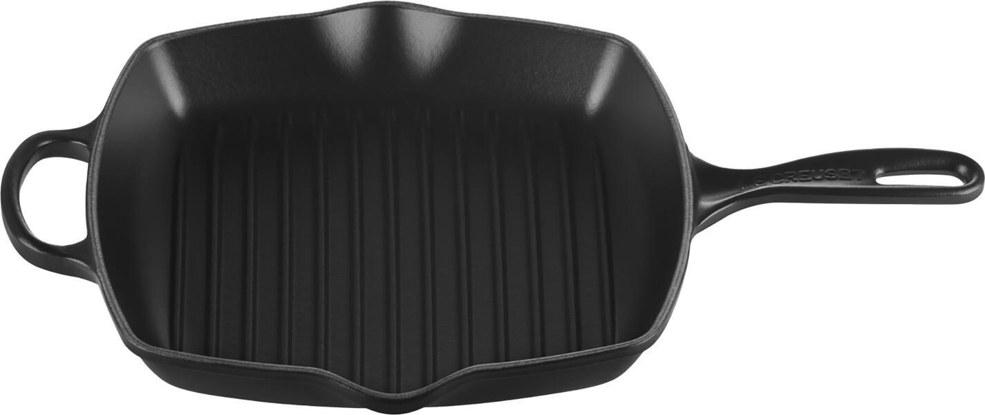 Le Creuset Signature Square Grill Pan, Enameled Cast Iron Grillit, 26 x 26 cm, Color: Black, Matt Black Enamel, Induction Compatible, Made in France