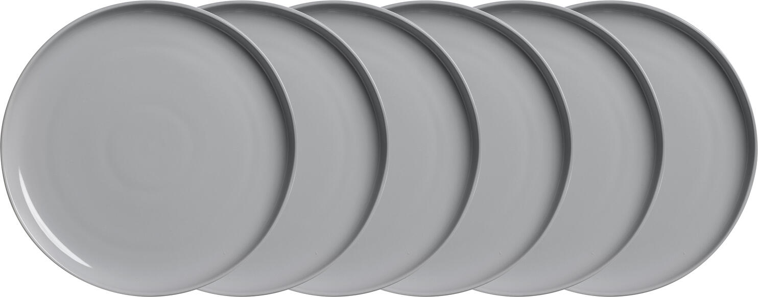 Set de 6 farfurii plate PULSIVA Guscia, 27.2 cm din Porțelan, Gri, Design Rotund fără Margine, Compatibile cu Mașina de Spălat Vase și Cuptorul cu Microunde