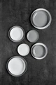 Set de 6 farfurii plate PULSIVA Guscia, 27.2 cm din Porțelan, Gri, Design Rotund fără Margine, Compatibile cu Mașina de Spălat Vase și Cuptorul cu Microunde