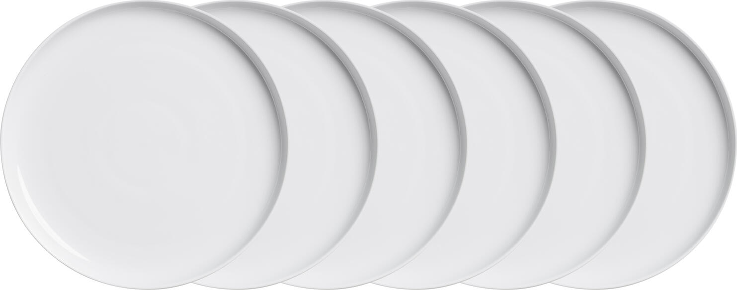 Set de 6 farfurii plate PULSIVA Guscia, Porțelan Alb, Rotunde 27.2 cm fără margine, Compatibile cu Mașina de Spălat Vase și Cuptorul cu Microunde