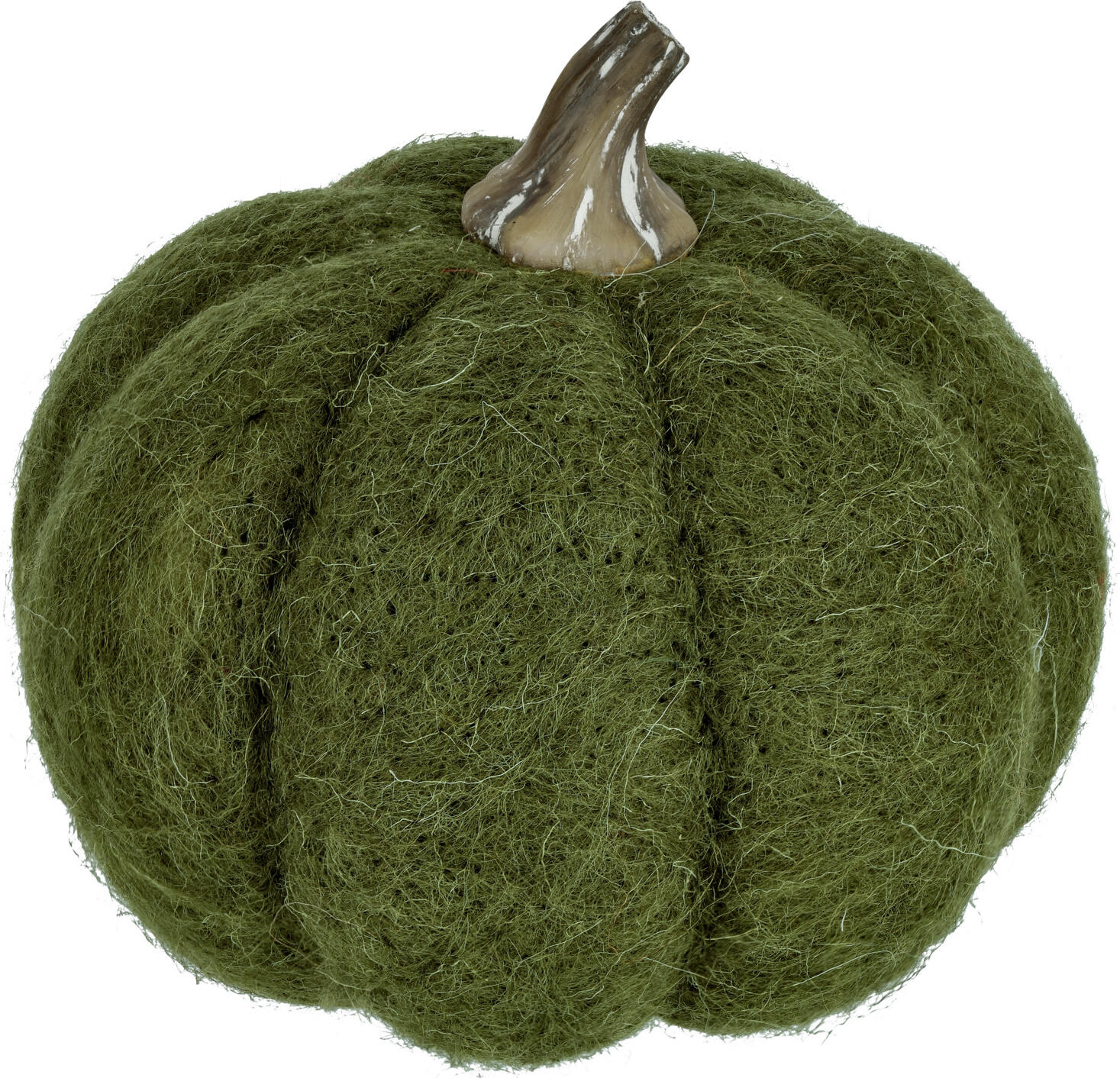 Vega Amir Decorative Felt Pumpkin Set of 2 Pieces, Fir Green Wool Felt Autumn Home Decor, 16 cm Base Diameter, Soft and Lightweight