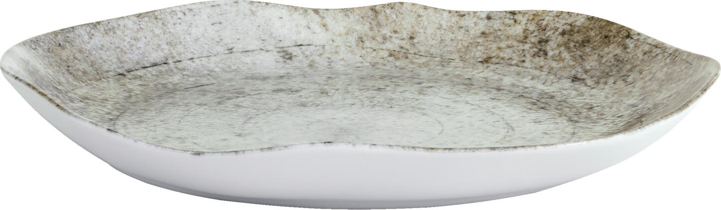 VEGA Gironia Porcelain Flat Plate, Organic Shape, 23.5 cm, Taupe Beige, Digital Print, Dishwasher and Microwave Safe, Set of 6
