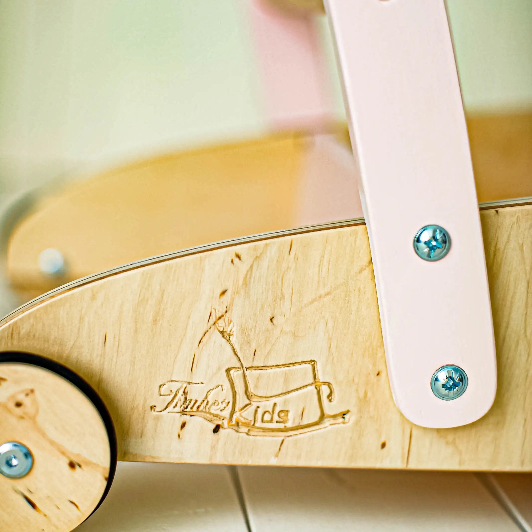 Timberkids Roadster Baby Walker, Natural Wood and Plywood, Eco Water-Based Paint, Silicone Edged Wheels, Ergonomic Handle, 34x50x49 cm