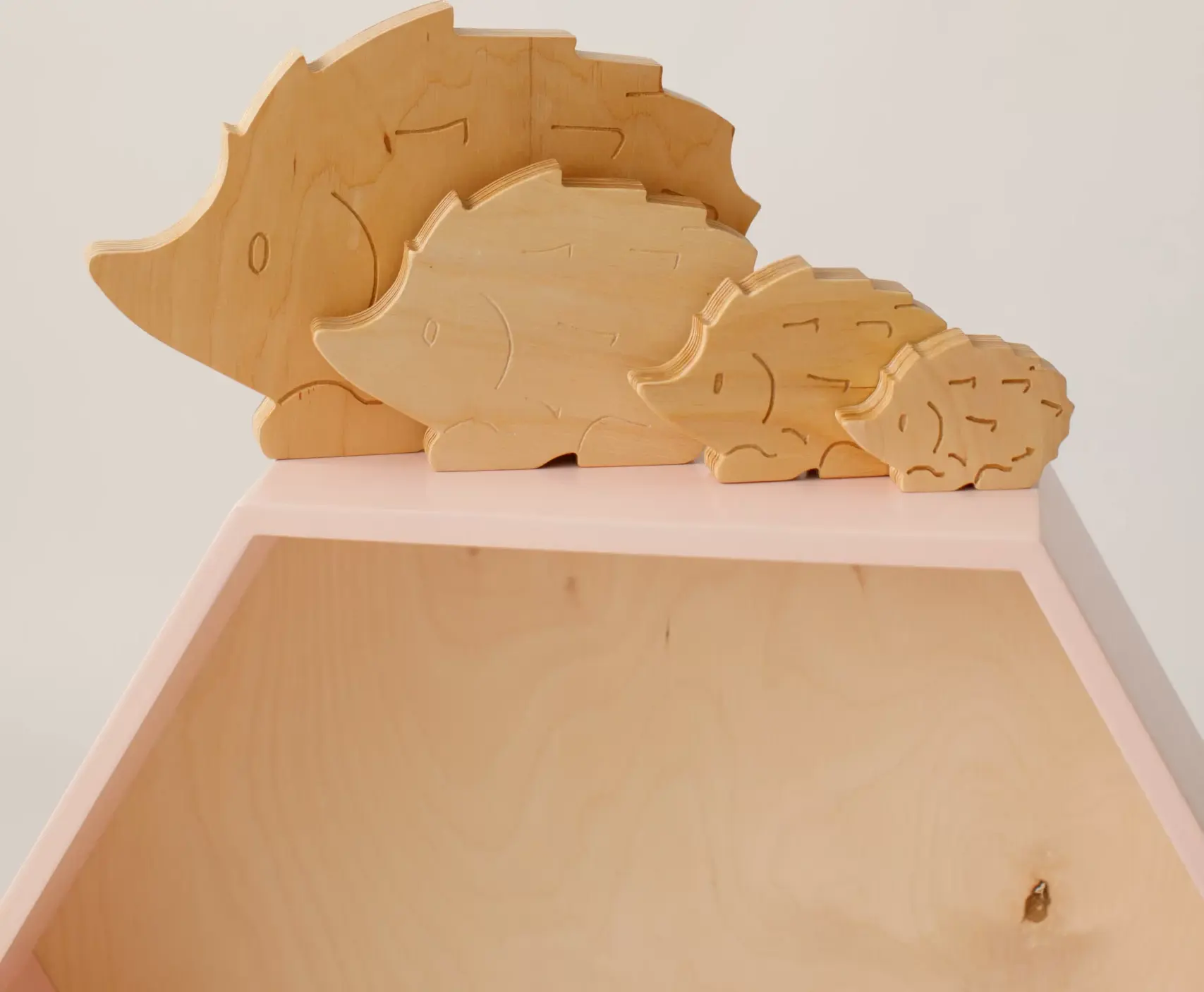 Set de 5 piese Jucarii Aricei din Lemn, Figurine de Aricei Implicate pentru Dezvoltare Senzorica si Explorare Tactila