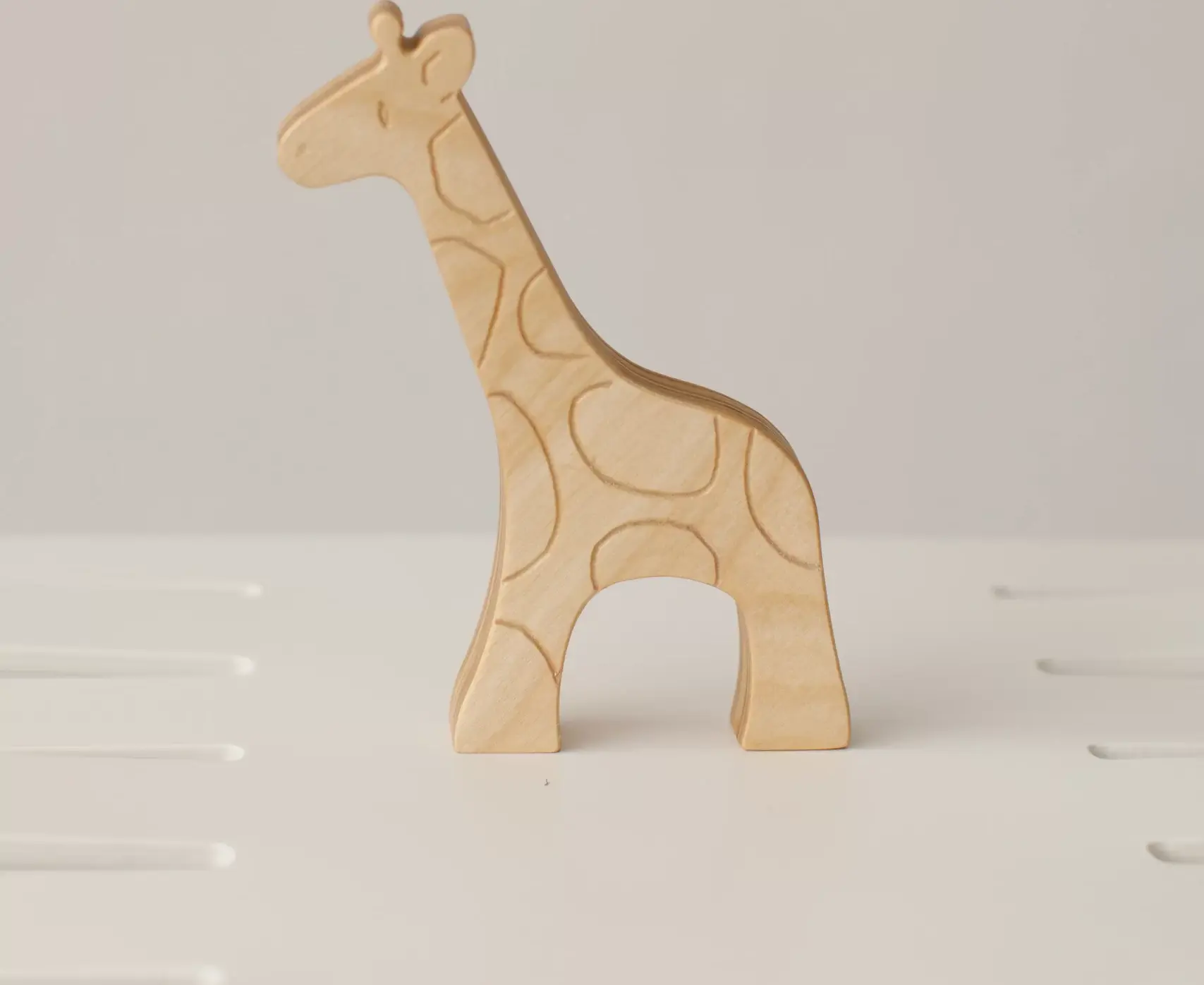 Set de 5 piese Jucarie Girafa din Lemn, Textura Lemn Natural cu Pete Gravate, Jucarii Educative pentru Dezvoltarea Copiilor