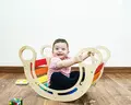 Timber Kids Rainbow Mini Rocker, Multifunctional Wooden Balance Board Slide Bridge Chair, Moisture Resistant, Rounded Safety Corners