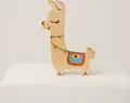 Set de 5 piese Jucarie Lama din Lemn, Figurines de Familie din Lemn Natural cu Detalii Pictate Colorate pentru Joaca Copiilor