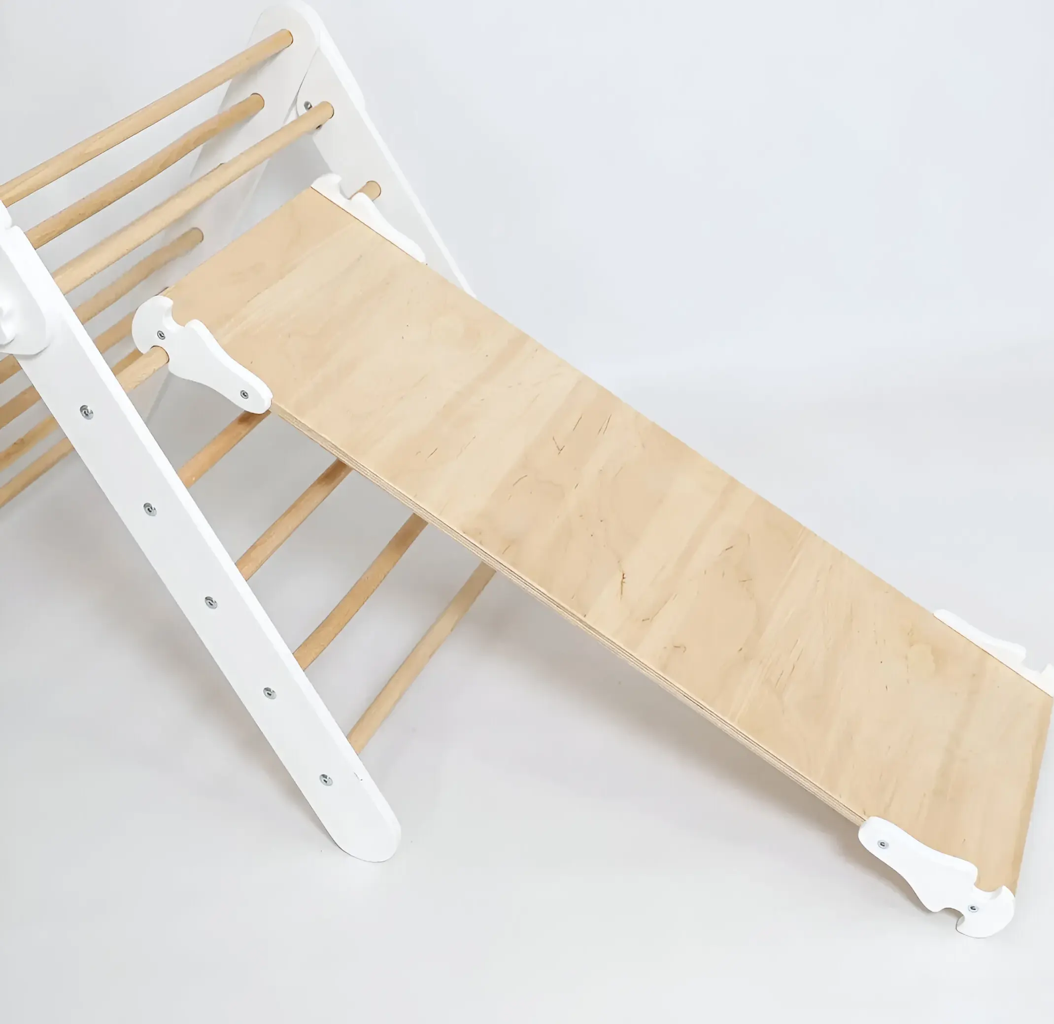 TimberKids Pikler Triangle Set of 2 Pieces with Reversible Slide and Climbing Ramp, Montessori Wooden Climbing Frame for Indoor and Outdoor Use