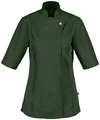 JOBELINE LUSINI Solutions GmbH Women's chef's jacket Carter short-sleeved Damen Kochjacke Carter Kurzarm Women's chef's jacket Carter short-sleeved; Size 42; dark olive Damen Kochjacke Carter Kurzarm; Kleidergröße 42; dunkeloliv 65 % polyester, 35 % cotton. 150 g/m². 60 °C wash. Short-sleeved women's chef jacket made of extra-lightweight but sturdy fabric. With stand-up collar, breathable mesh inserts on the side, two-section upper arm pocket and bib apron loop in the neck. Closes with snaps in a concealed snap placket. Slightly waisted cut. Back length: 68 cm for size 36. 65 % Polyester, 35 % Baumwolle. 150 g/m². 60°-Wäsche Kurzärmlige Damenkochjacke aus extra leichtem, aber robustem Gewebe. Mit Stehkragen, atmungsaktiven Mesh-Einsätzen an der Seite, zweigeteilter Oberarmtasche und Latzschürzenschlaufe im Nacken. Verschließbar mit Druckknöpfen in einer verdeckten Druckknopfleiste. Leicht tailliert geschnitten. Rückenlänge: 68 cm in Gr. 36