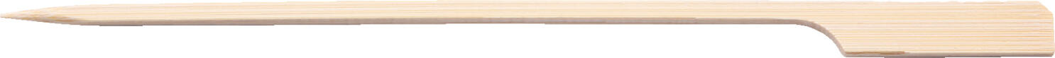 PAPSTAR Papstar GmbH Flag stick Flaggenspieße Flag stick; 18 cm (L); brown; 250 piece / pack Flaggenspieße; 18 cm (L); braun; 250 Stück / Pack Shapely finger food skewers made of bamboo. Length of the "flag": 4 cm. 100% compostable. The skewers are very sturdy, tasteless and food-safe Formschöne Fingerfood-Spieße aus Bambus. Länge des "Fähnchens": 4 cm. 100% kompostierbar. Die Spieße sind sehr stabil, geschmacksneutral und lebensmittelecht
