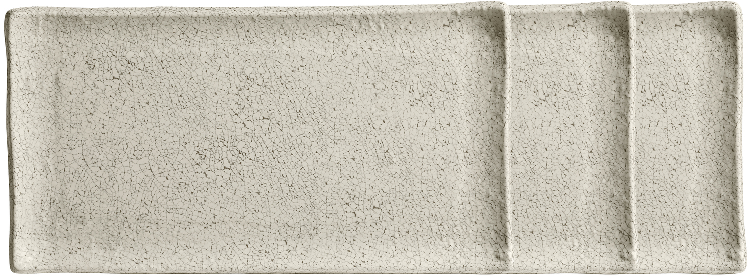 Vega Lusini Romulus Buffet Platter Set of 3, Rectangular Melamine Beige Crackle-glaze Effect, GN 1.5/4, 39.7 x 16.2 x 2 cm, Dishwasher Safe