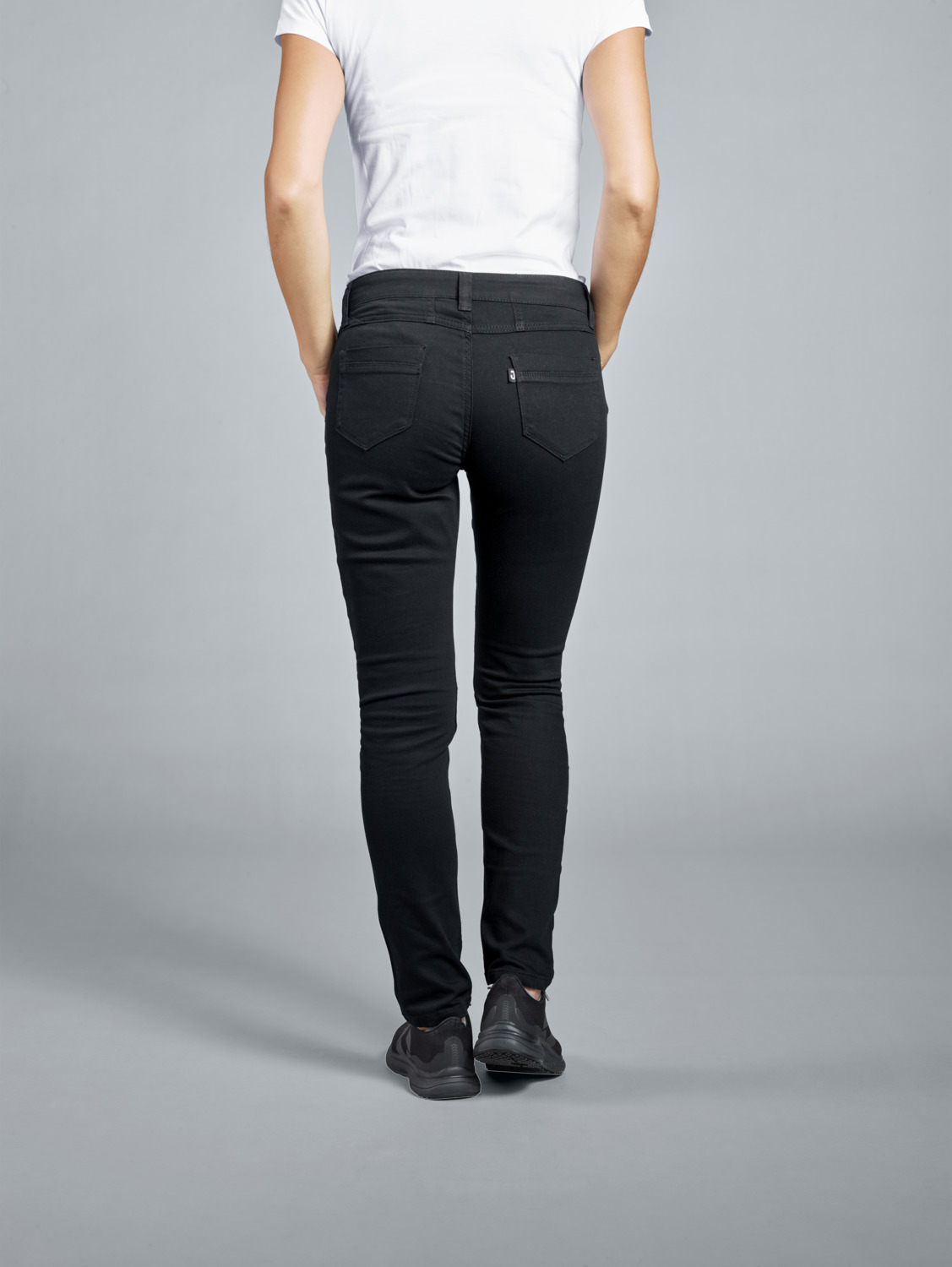 Jobeline Dover Women's Skinny Workwear Jeans, Black, 97% Cotton 3% Spandex, Slim-cut Leg, Riveted Pockets, Professional Safety Clothing
