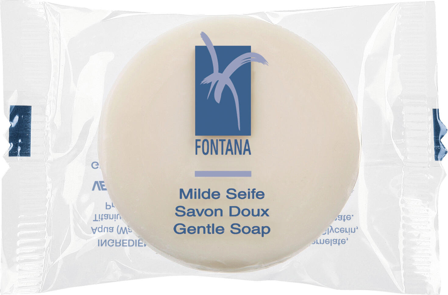 V-Touch LUSINI Solutions GmbH Hotel soap Fontana Hotelseife Fontana Hotel soap Fontana; white; 480 piece / pack Hotelseife Fontana; weiß; 480 Stück / Pack Mild soap Fontana gives your guests a lasting fresh feeling. The bar of soap, weighing 15 g, is ideal for thorough and mildly nourishing washing of hands and face. The fine, fresh scent of citrus, flowers and musk invigorates the senses and leaves a fresh and hygienic feeling. Dermatologically tested. The hand soap is individually packed in transparent foil. Die milde Seife Fontana schenkt Ihren Gästen ein anhaltend frisches Gefühl. Das Seifenstück mit 15 g Gewicht ist ideal für die gründliche und mild pflegende Wäsche der Hände und des Gesichts. Der feine, frische Duft nach Zitrusfrüchten, Blüten und Moschus belebt die Sinne und hinterlässt ein frisches und hygienisches Gefühl. Dermatologisch getestet. Die Handseife ist einzeln in durchsichtiger Folie verpackt.