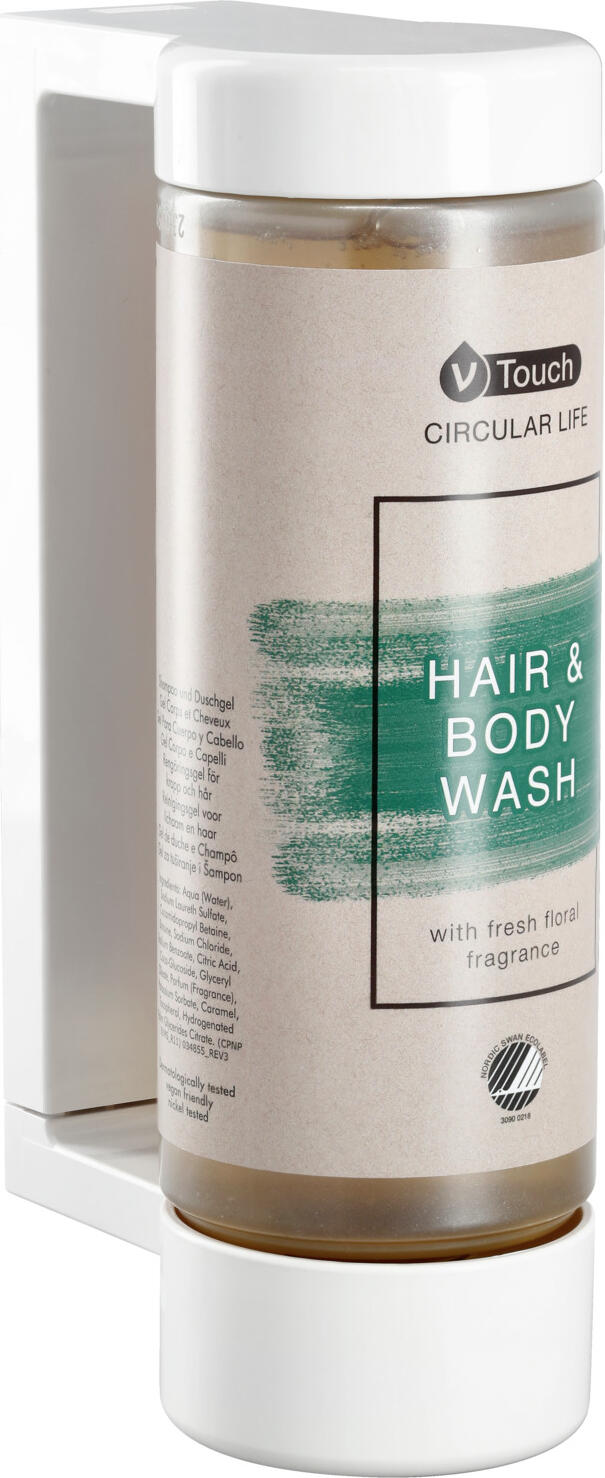 V-Touch Circular Life Gel de Dus si Sampon 2-in-1 pentru Corp si Păr, pH-neutru, Vegan, Nordic Swan Ecolabel, 360 ml, Set de 18 piese