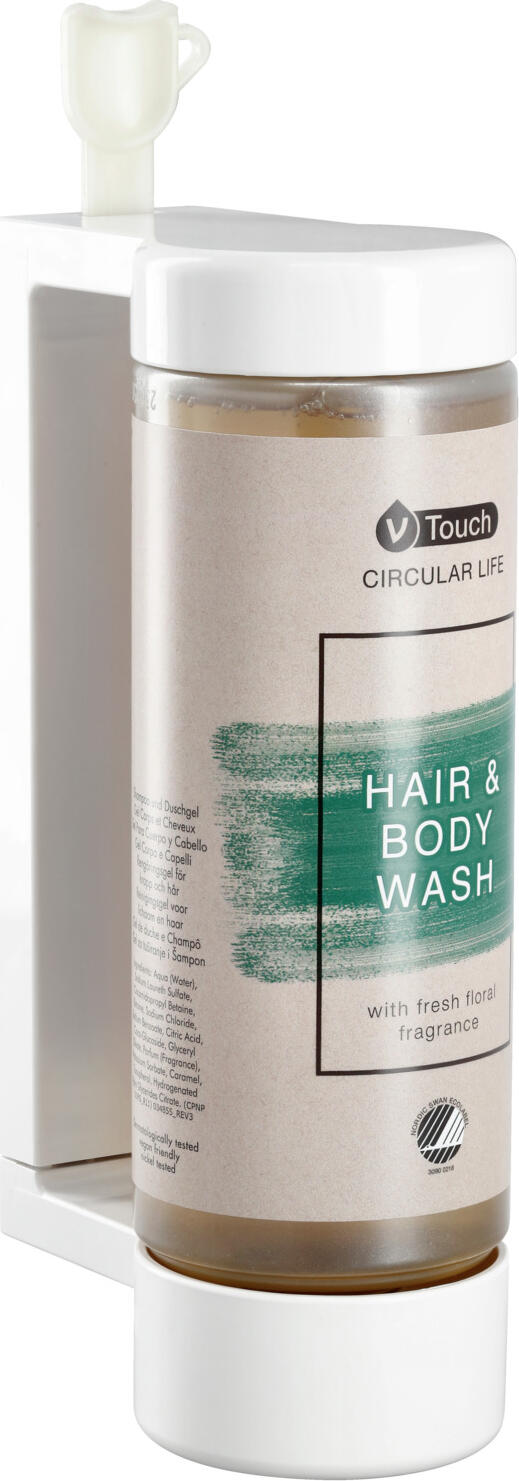 V-Touch Circular Life Gel de Dus si Sampon 2-in-1 pentru Corp si Păr, pH-neutru, Vegan, Nordic Swan Ecolabel, 360 ml, Set de 18 piese
