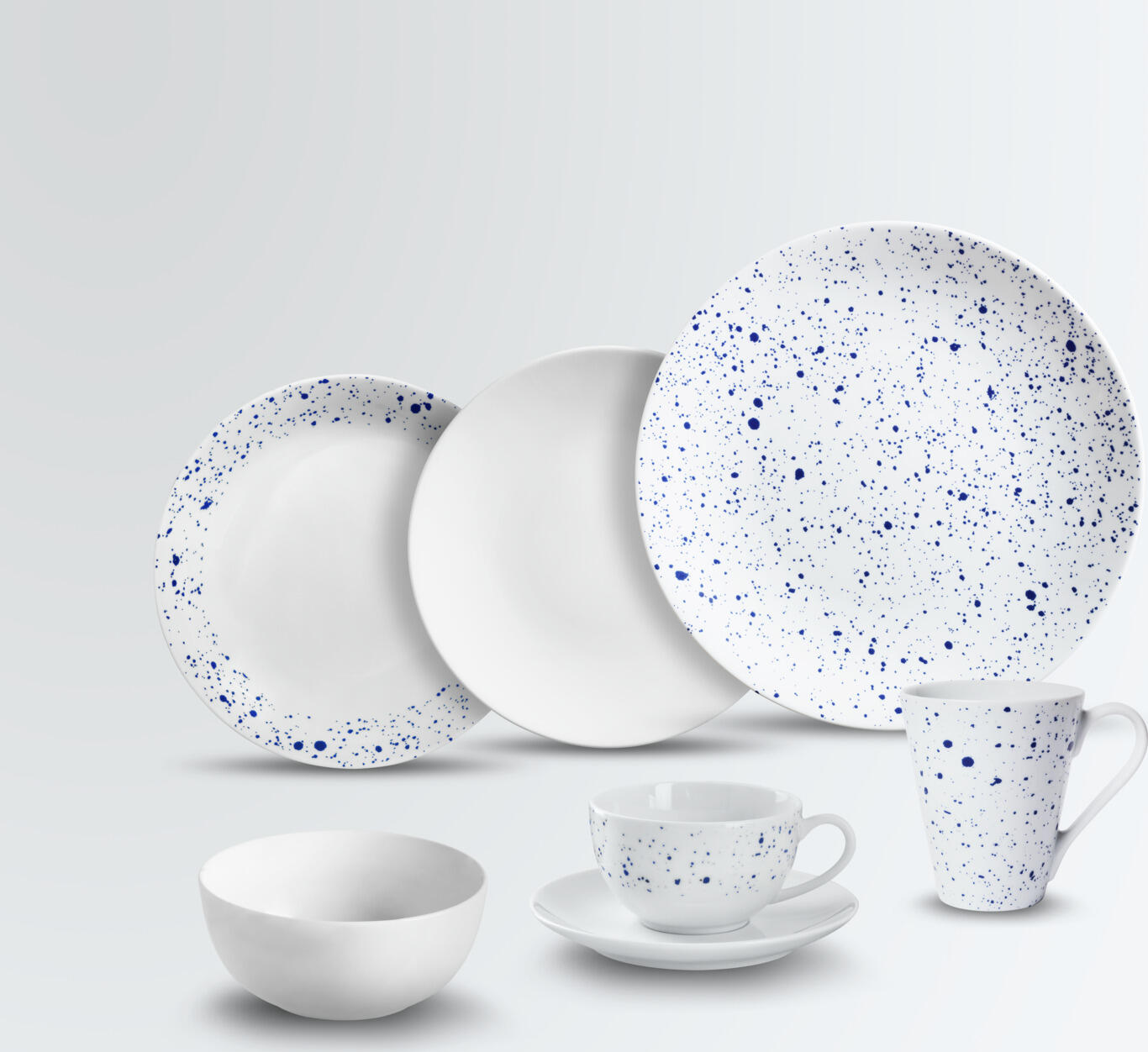 VEGA LUSINI Solutions GmbH Porcelain sample set Mixor 7-piece Mustergarnitur Porzellan Mixor 7-teilig Porcelain sample set Mixor 7-piece; multicolored Mustergarnitur Porzellan Mixor 7-teilig; mehrfarbig Take advantage of our sample service. The following samples are included: Mug 0.28 l (dotted) Coffee cup 0.22 l (dotted) Coffee saucer Ø 15 cm (white) Bowl 0.47 l (ØxH 13x5.7 cm) (white) Flat plate Ø 27 cm (dotted) Flat plate  Ø 21 cm (white) Deep plate Ø 20 cm (dotted) Sample items are priced with a nominal fee, if you are not satisfied we will refund the nominal fee. Please contact our customer service for this. Nutzen Sie unseren Musterservice. Folgende Muster sind enthalten: Becher 0,28 l (gepunktet) Kaffee-Obertasse 0,22 l (gepunktet) Kaffee-Untere Ø 15 cm (weiß) Schale 0,47 l (ØxH 13x5,7 cm) (weiß) Teller flach Ø 27 cm (gepunktet) Teller flach Ø 21 cm (weiß) Teller tief Ø 20 cm (gepunktet) Musterartikel sind mit einer Schutzgebühr bepreist, bei Nichtgefallen erstatten wir Ihnen die Schutzgebühr zurück. Bitte nehmen Sie hierzu Kontakt zu unserem Kundenservice auf.