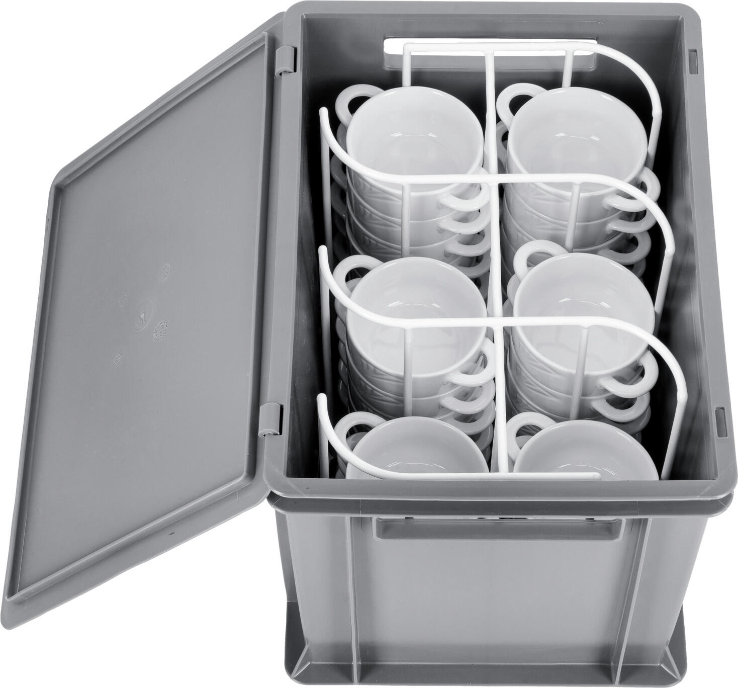 PULSIVA 10040418 Transport Box Lid, 40 x 30 cm, Grey Polypropylene Plastic, Stackable, Dust Protection, Secure Closure, 20 kg Load Capacity