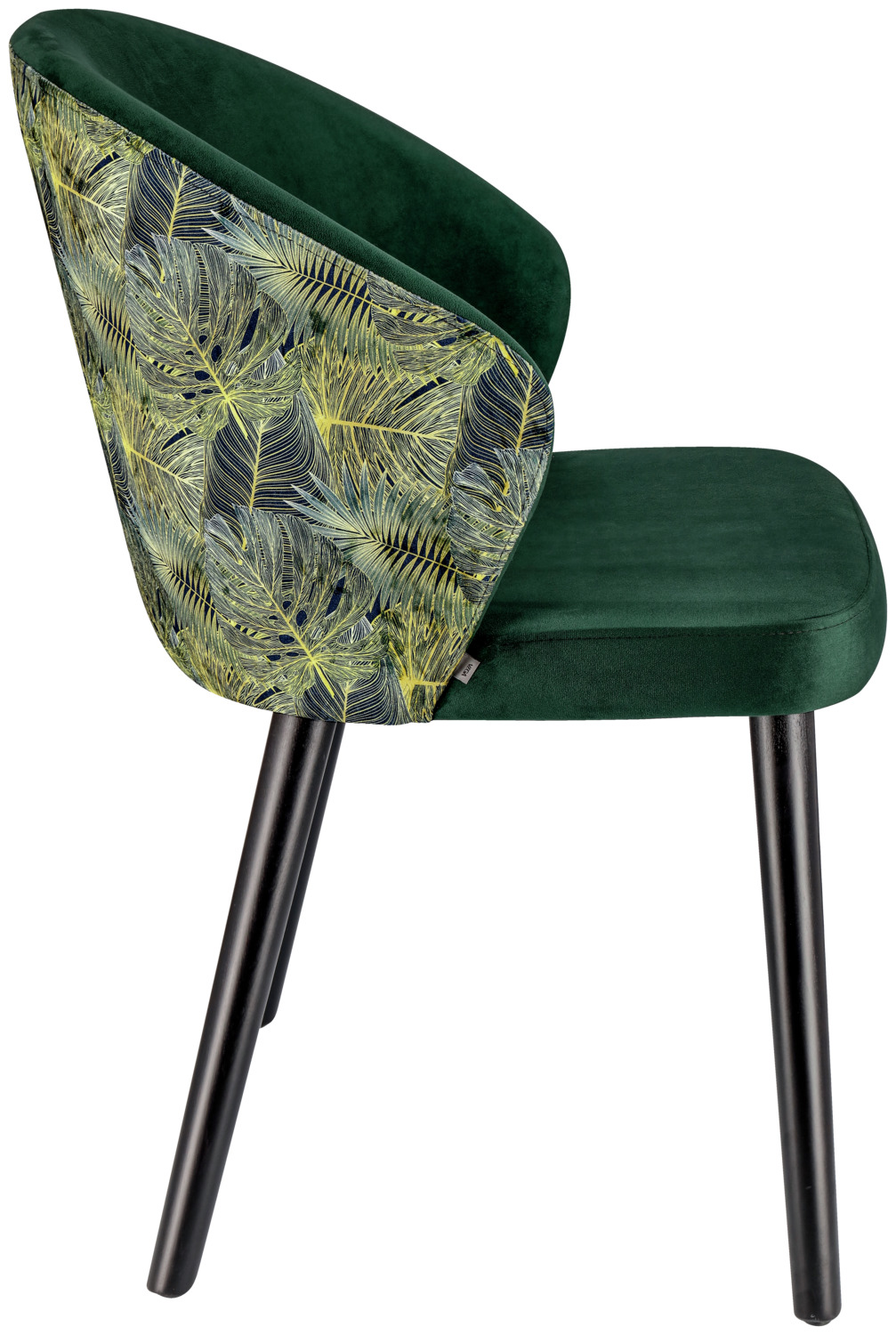 Эргономичный мягкий стул VEGA Floral, обивка из зеленого бархата, ножки из лакированного бука, 54x59x82 см, огнестойкий, с цветочным узором