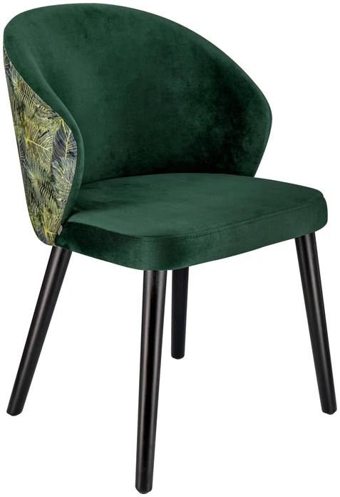 Эргономичный мягкий стул VEGA Floral, обивка из зеленого бархата, ножки из лакированного бука, 54x59x82 см, огнестойкий, с цветочным узором