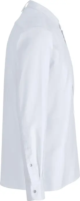 Jobeline Luca Men's Long-Sleeved Chef Shirt, White, Size 44, 65% Polyester 35% Cotton, Straight Cut, Snap Button Placket, Pique Back and Sleeves, 150 g/m²