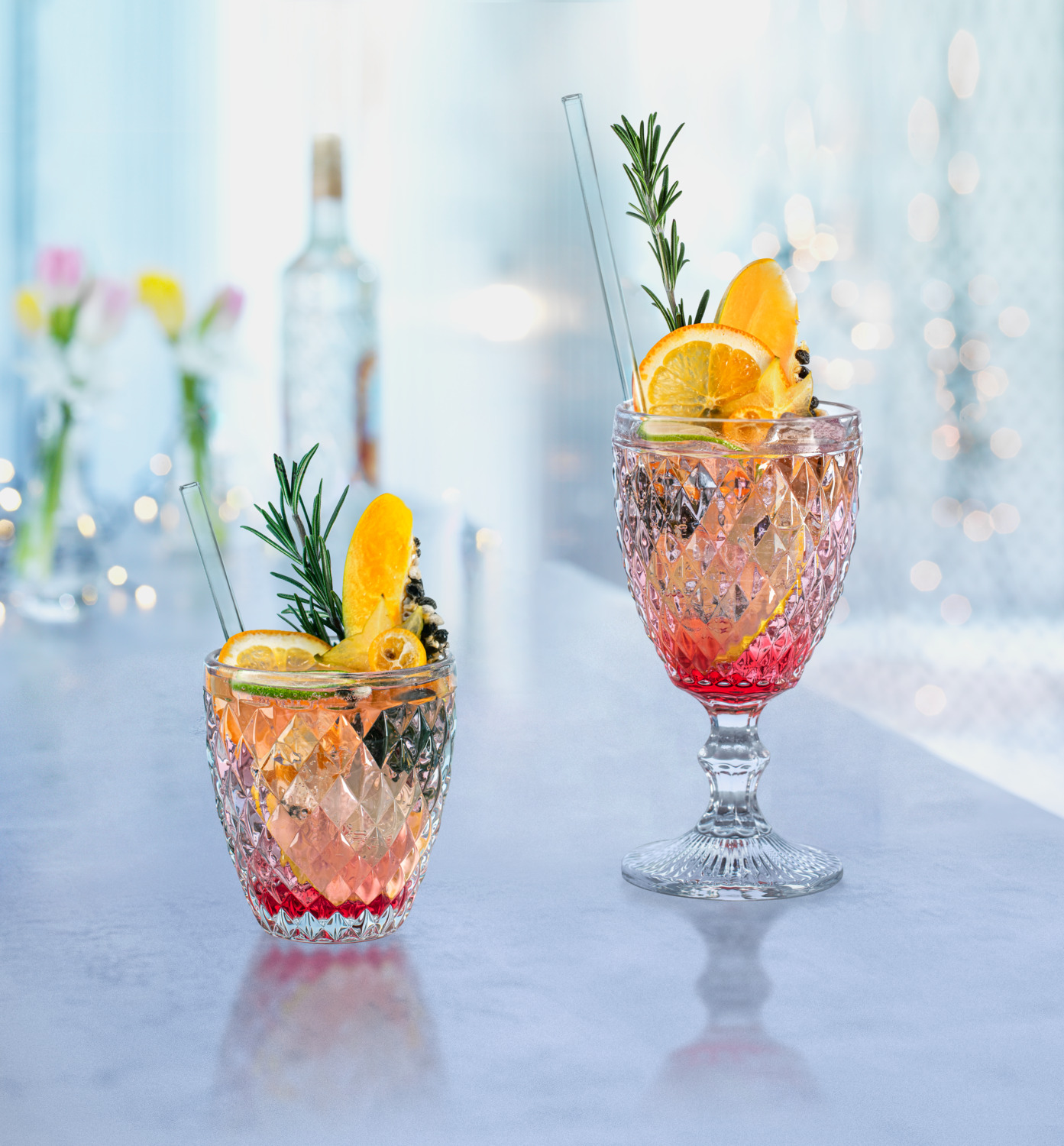 VEGA Jule Water Glasses Set of 6, 320 ml Transparent Drinking Glasses with Diamond Relief Pattern, Dishwasher Safe Glassware