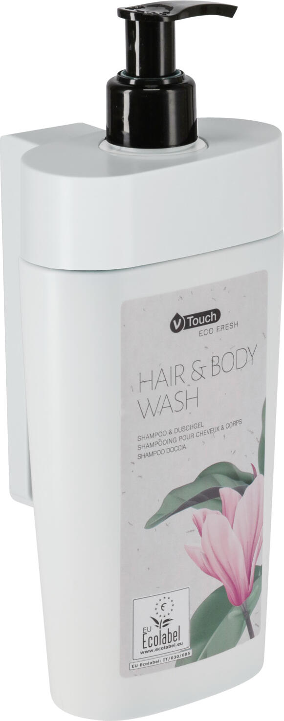V-Touch Eco Fresh Gel de Dus si Sampon 2 in 1 pentru Corp si Par, pH-neutru, EU Ecolabel, Flacon cu Pompa 400 ml