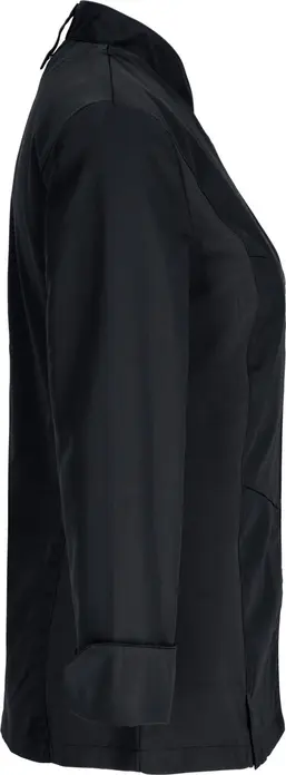 Jacketă Bucatar Jobeline Lewis pentru femei, mâneci lungi, 65% poliester 35% bumbac, inserții piqué elastice, închidere cu capse, certificare OEKO-TEX