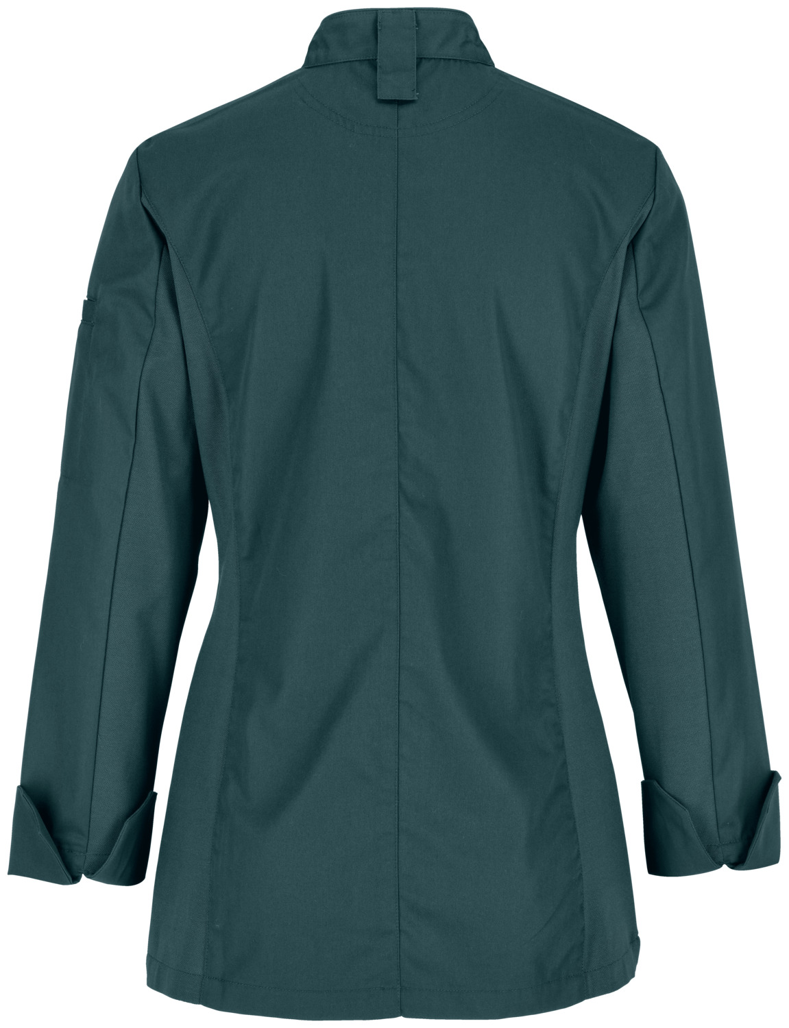 Jobeline Lewis Women's Chef Jacket, Petrol Green, Size 40, Long-Sleeved, 65% Polyester 35% Cotton, Snap Button Fastening, Piqué Inserts, Tailored Fit