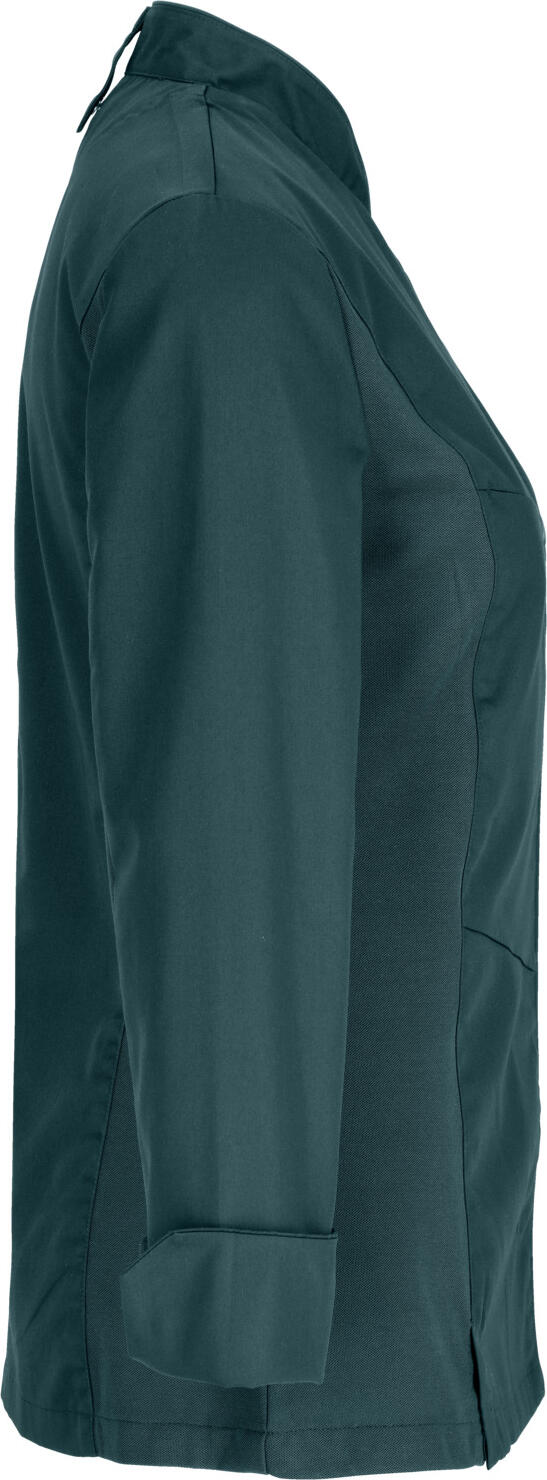 Jobeline Lewis Women's Chef Jacket, Petrol Green, Size 40, Long-Sleeved, 65% Polyester 35% Cotton, Snap Button Fastening, Piqué Inserts, Tailored Fit