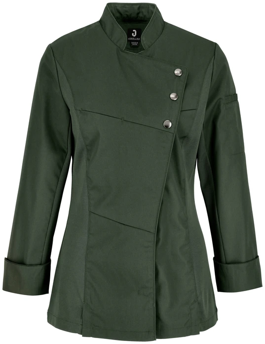 Jacket Bucatar Jobeline Lewis pentru femei, maneca lunga, 65% poliester 35% bumbac, închidere cu nasturi tip capsa, insertii piqué, certificare OEKO-TEX