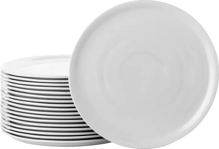 Set de 18 piese Farfurii pentru pizza PULSIVA Cadru, Porțelan Alb, Rotunde 32 cm Diametru, Compatibile cu Mașina de Spălat Vase și Cuptorul cu Microunde