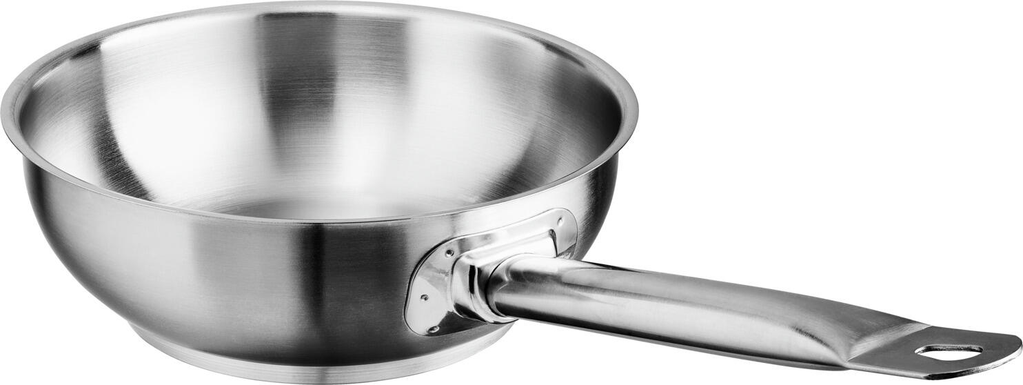 VEGA LUSINI Solutions GmbH Sauté pan Professional Sauteuse Professional Sauté pan Professional; 2 l, 20x7.5 cm (ØxH); silver; tapered Sauteuse Professional; 2 l, 20x7.5 cm (ØxH); silber; konisch Matt brushed 18/10 chrome nickel stainless steel saucepan with pouring rim for drip-free pouring. Spot-welded solid handles prevent you from getting burned when lifting. Thick stainless steel bottom with 6 mm aluminum in sandwich technique for better heat conduction and storage. Suitable for all types of stoves. Supplied without lid. Suitable for dishwasher. Matt gebürstete Sauteuse aus Chrom-Nickel-Edelstahl 18/10, rostfrei, mit Schüttrand zum tropffreien Ausgießen. Punktgeschweißte, massive Griffe verhindern, dass man sich beim Anheben verbrennt. Dicker Edelstahlboden mit 6 mm Aluminium in Sandwich-Technik für eine bessere Wärmeleitung und -speicherung. Für alle Herdarten geeignet. Lieferung ohne Deckel. Spülmaschinengeeignet.