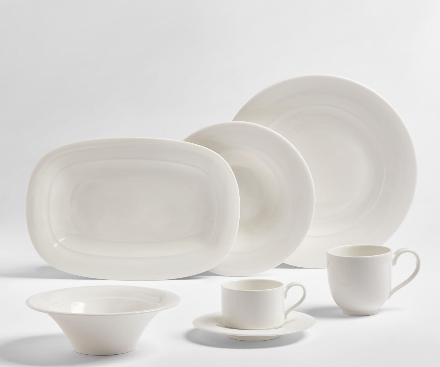 Set de 12 piese cani de cafea VEGA Premiora, 350 ml porțelan premium, alb crem, rezistente la zgârieturi și tăieturi, sigure pentru mașina de spălat vase și cuptor cu microunde, ultra-ușoare