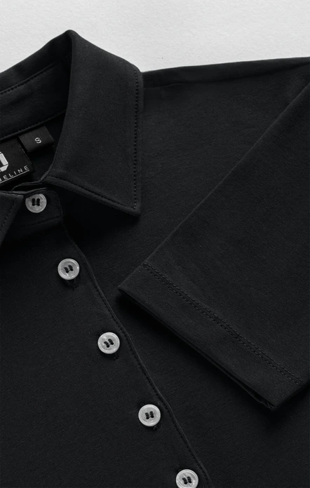 Tricou Polo Jobeline Malme cu Maneca Lunga pentru femei, din Jersey 95% Bumbac 5% Elastan, cu Placket cu 5 Butoane, OEKO-TEX Standard 100, Horeca
