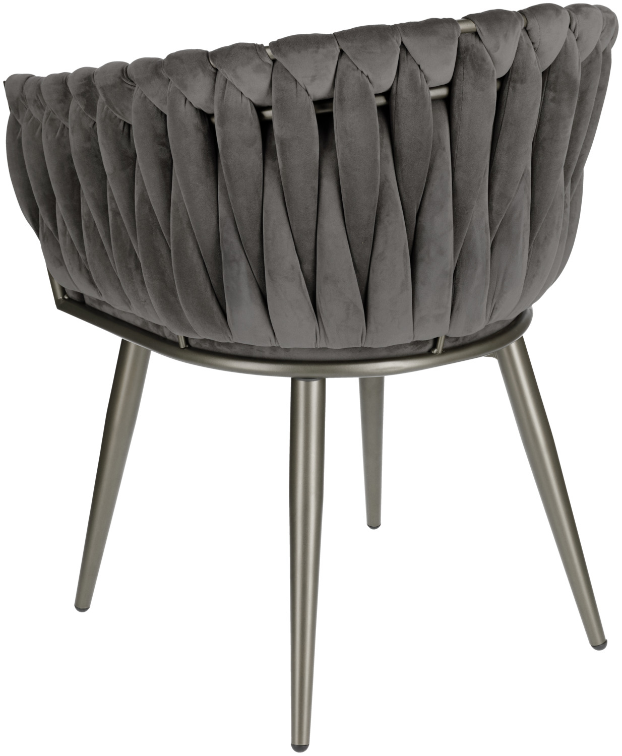VEGA Wave Armchair, Grey Velvet Upholstery, Metal Frame, Knotted Design Armrest and Backrest, 47x48x77 cm, Fully Assembled