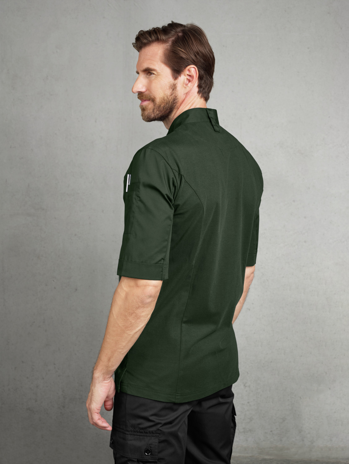 Jacket de bucatar cu maneca scurta Jobeline Marco pentru barbati, 65% poliester 35% bumbac, cravata cu aripi, spate breathable pique, 23.HDE.44540