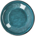 VEGA Oriento Flat Plate Set of 6, 23.5 cm Blue Stoneware, Hand-Painted Speckled Finish with Irregular Edges, Dishwasher and Microwave Safe