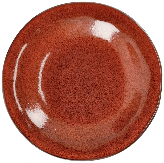 Set de 6 farfurii plate VEGA Oriento, ceramică stoneware teracota, rotunde cu margini irregulate și gradiente de culoare, diametru 27 cm