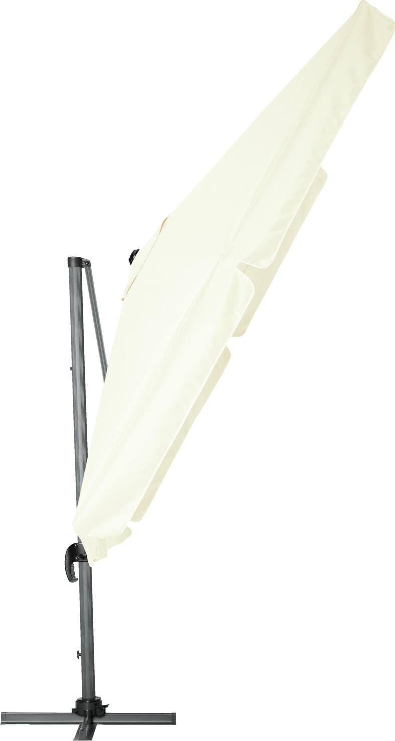 VEGA Breva Cantilever Sunshade, Square 295x295x270 cm, Ecru, Powder-coated Aluminum Frame, UV 50+ Polyester, 360 Degree Rotation, with Protective Cover