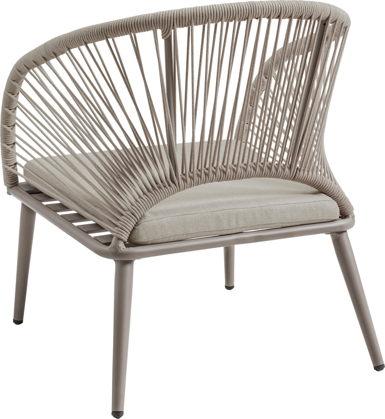 VEGA LUSINI Alcamo Outdoor Chair, Beige, Powder-Coated Aluminum Frame, Fan-Shaped Rope Wicker, Removable Olefin Fabric Cushion, 66x73x82 cm
