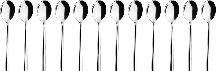 VEGA Liverpool Espresso Spoons, 18/10 Chrome-Nickel Stainless Steel, Mirror Polished, 12.5 cm, Set of 12 Pieces