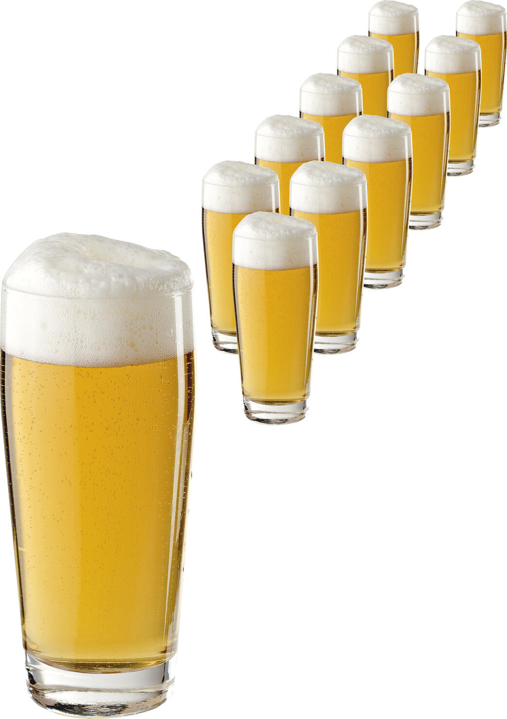 Set de 12 pahare de bere Pasabahce Willibecher, 490 ml, sticla transparenta cu linie de umplere Eichstrich, inaltime 165 mm, diametru 76 mm, rezistente la masina de spalat vase