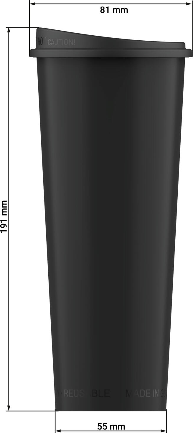 elasto REuse Michigan Reusable Cup with Lid, Black, 500 ml, BPA-free Recyclable Polypropylene, Microwave and Dishwasher Safe, Set of 25 Pieces
