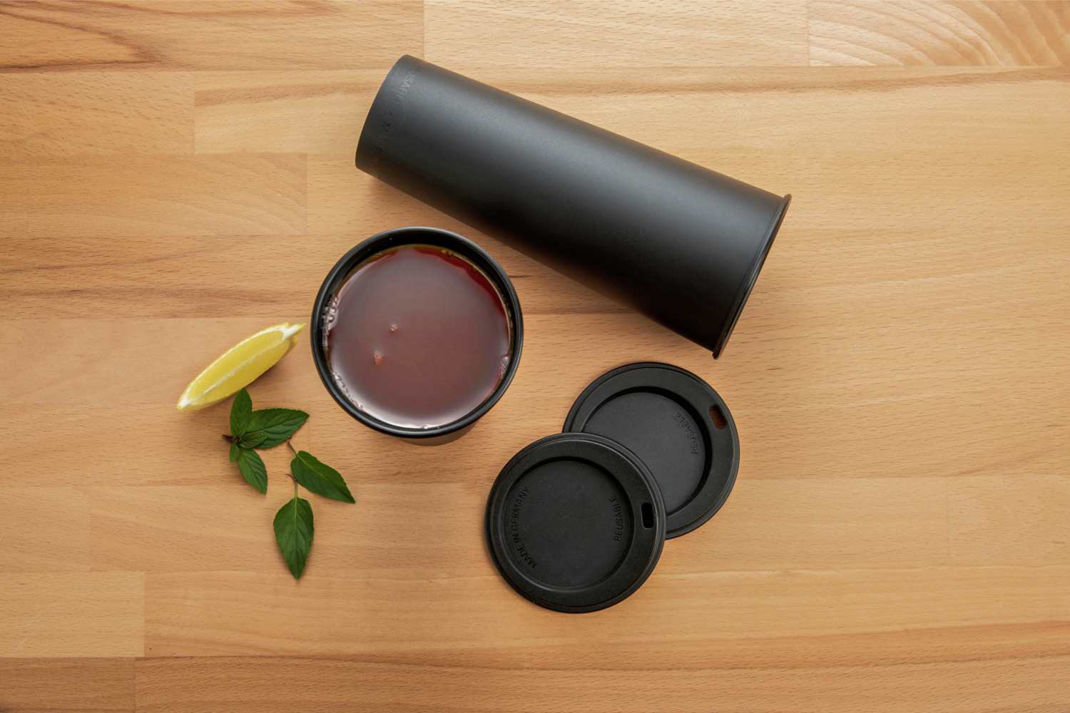 elasto REuse Michigan Reusable Cup with Lid, Black, 500 ml, BPA-free Recyclable Polypropylene, Microwave and Dishwasher Safe, Set of 25 Pieces
