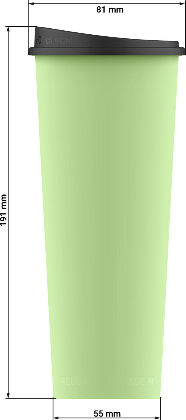 elasto REuse Michigan Reusable Cup with Lid, Green/Black, 500 ml, BPA-free Recyclable Polypropylene, Microwave and Dishwasher Safe, Set of 25 Pieces