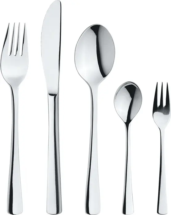 PULSIVA Linz Cutlery Sample Set of 5 Pieces, 18/10 Stainless Steel, Mirror Finish, Silver, Dishwasher Safe, Catering Standard