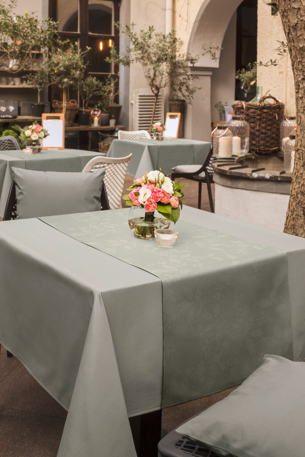 Erwin M. Lusini Konstanz Outdoor Tablecloth by the Metre, 140 cm Width, Polyester Cotton Blend, Stain Resistant, Lightfast, OEKO-TEX Certified