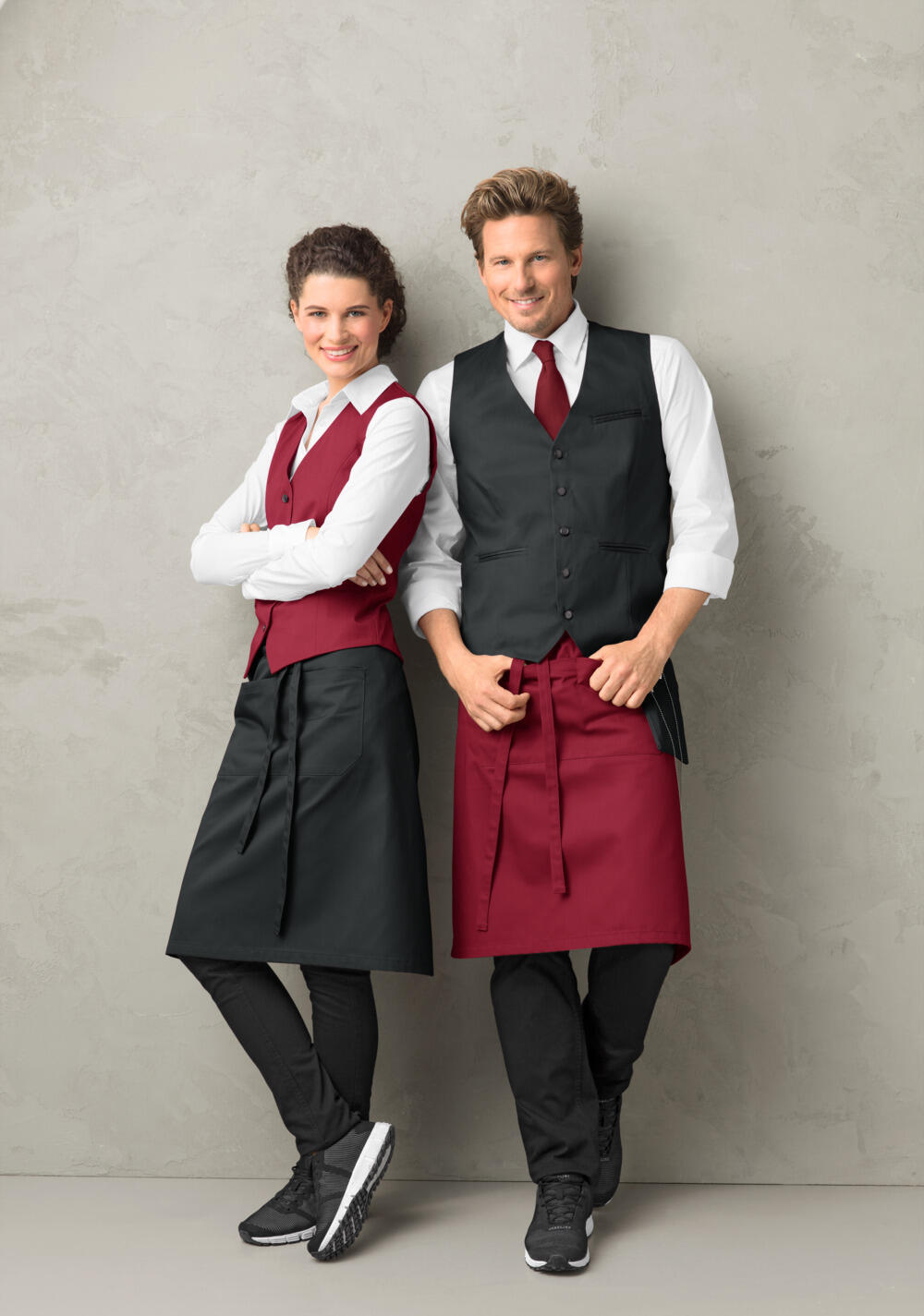 Jobeline Nando Waist Apron, 60x100 cm, Polyester-Cotton Blend, Bordeaux, with Front and Pen Pockets, OEKO-TEX Standard 100