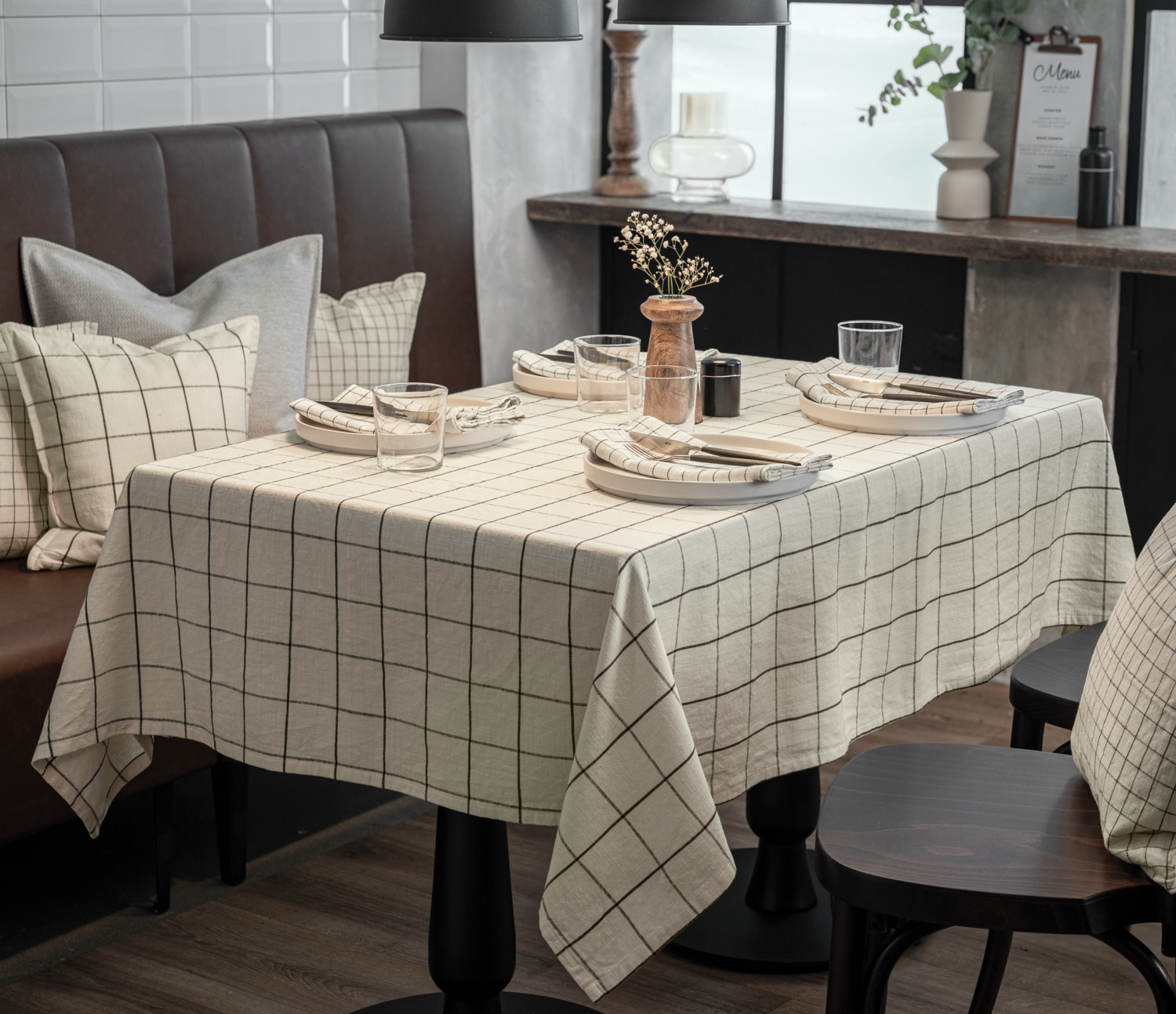 Serviete din bumbac ERWIN M. LUSINI Skan, 100% bumbac aspect de in, material texturat, 50 x 50 cm, Set de 6 piese, OEKO-TEX Standard 100
