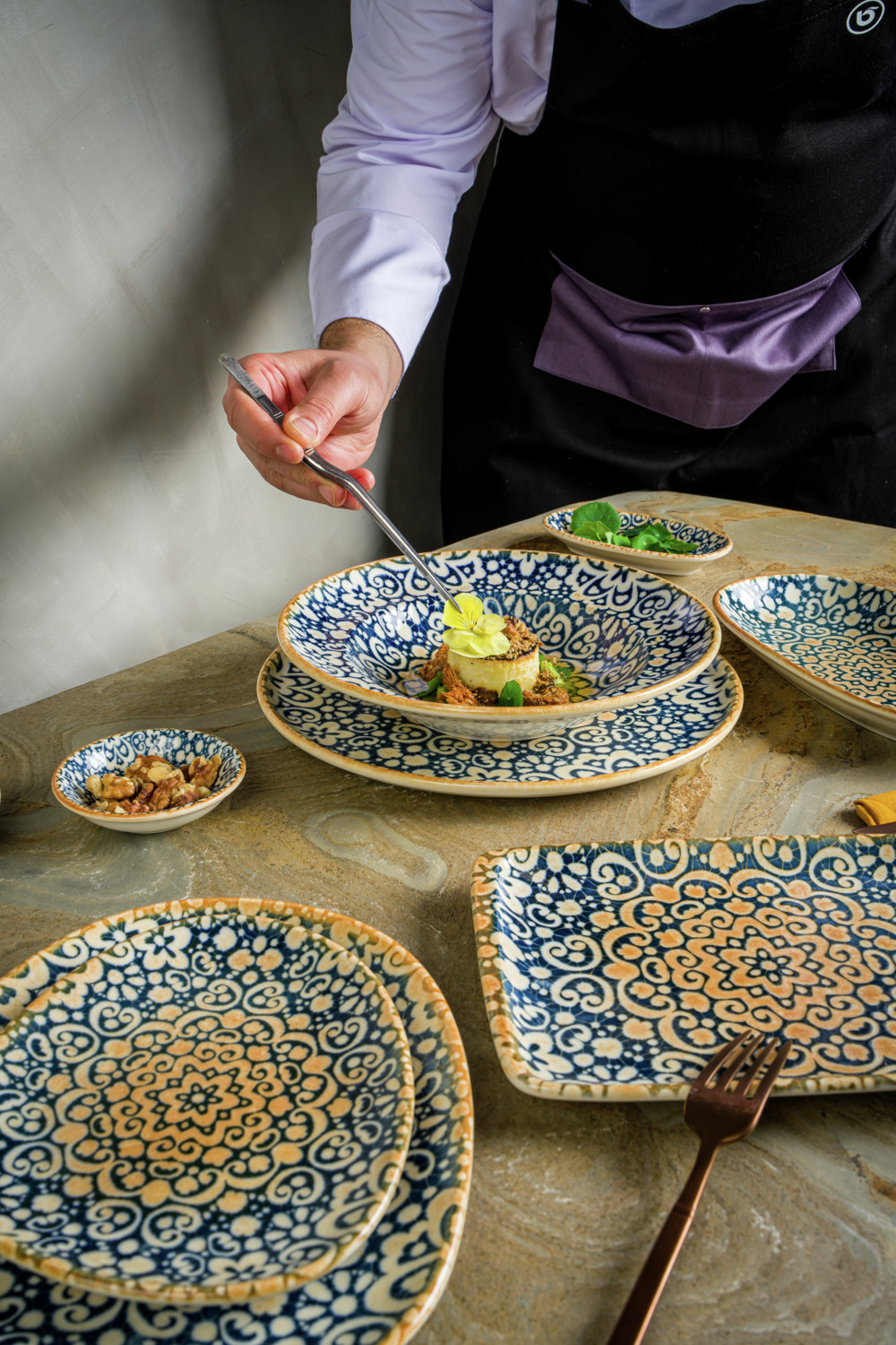 Set de 6 farfurii plate Bonna Alhambra din porțelan premium, 30 cm, design oriental, rezistente la dishwasher și cuptor
